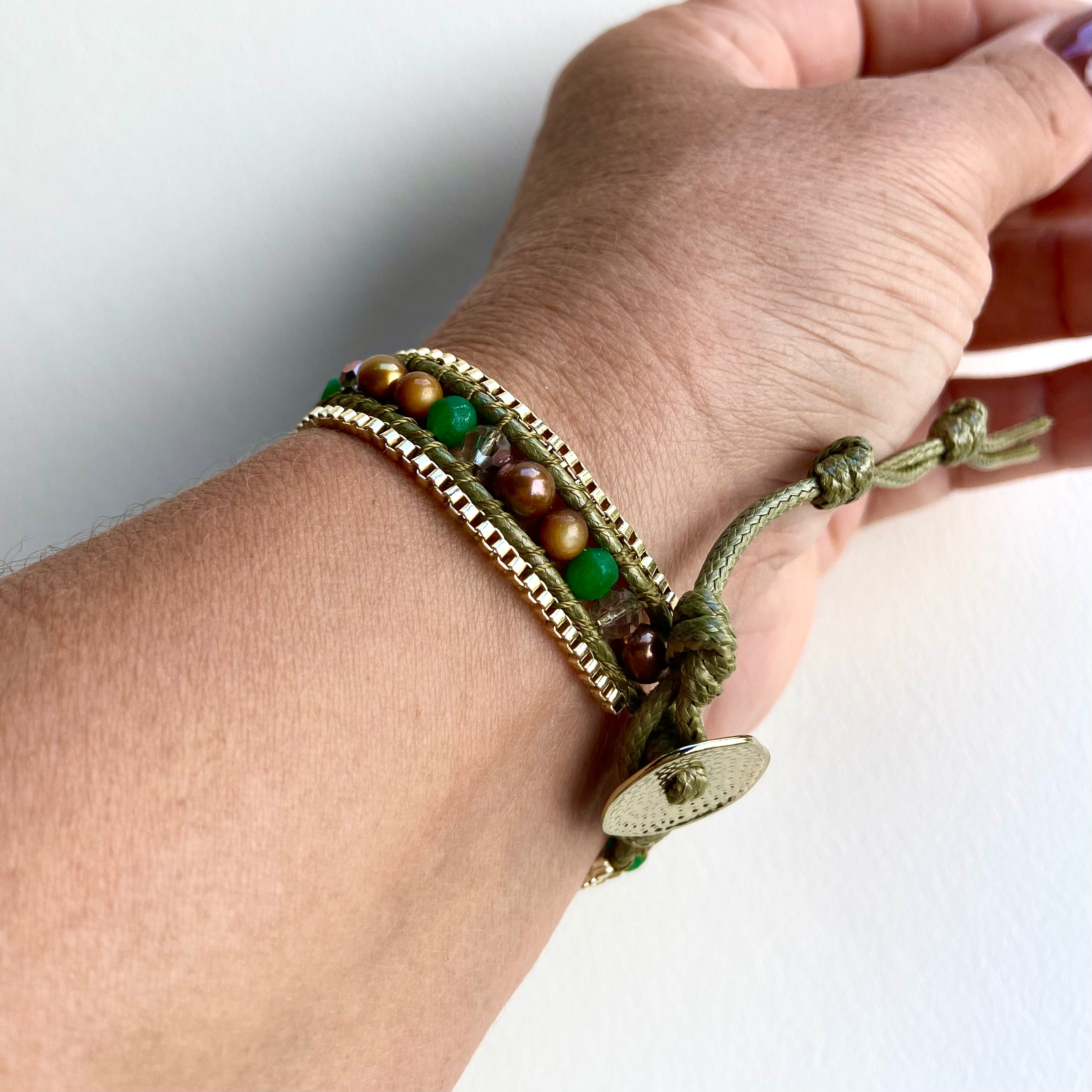 Pulseira Pedras E Cristal. PS-070