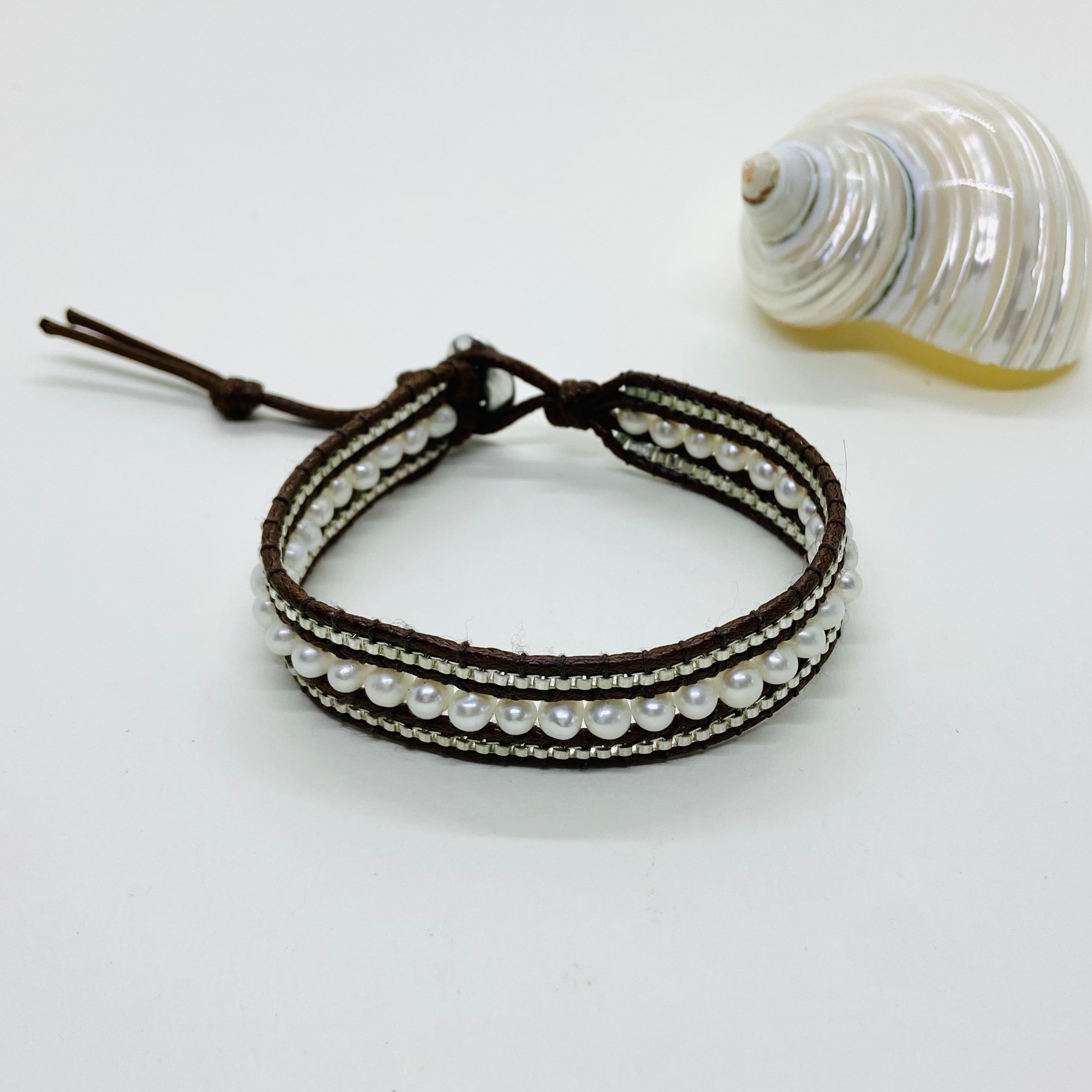 Pulseira Cordão e Pérola. PS-093