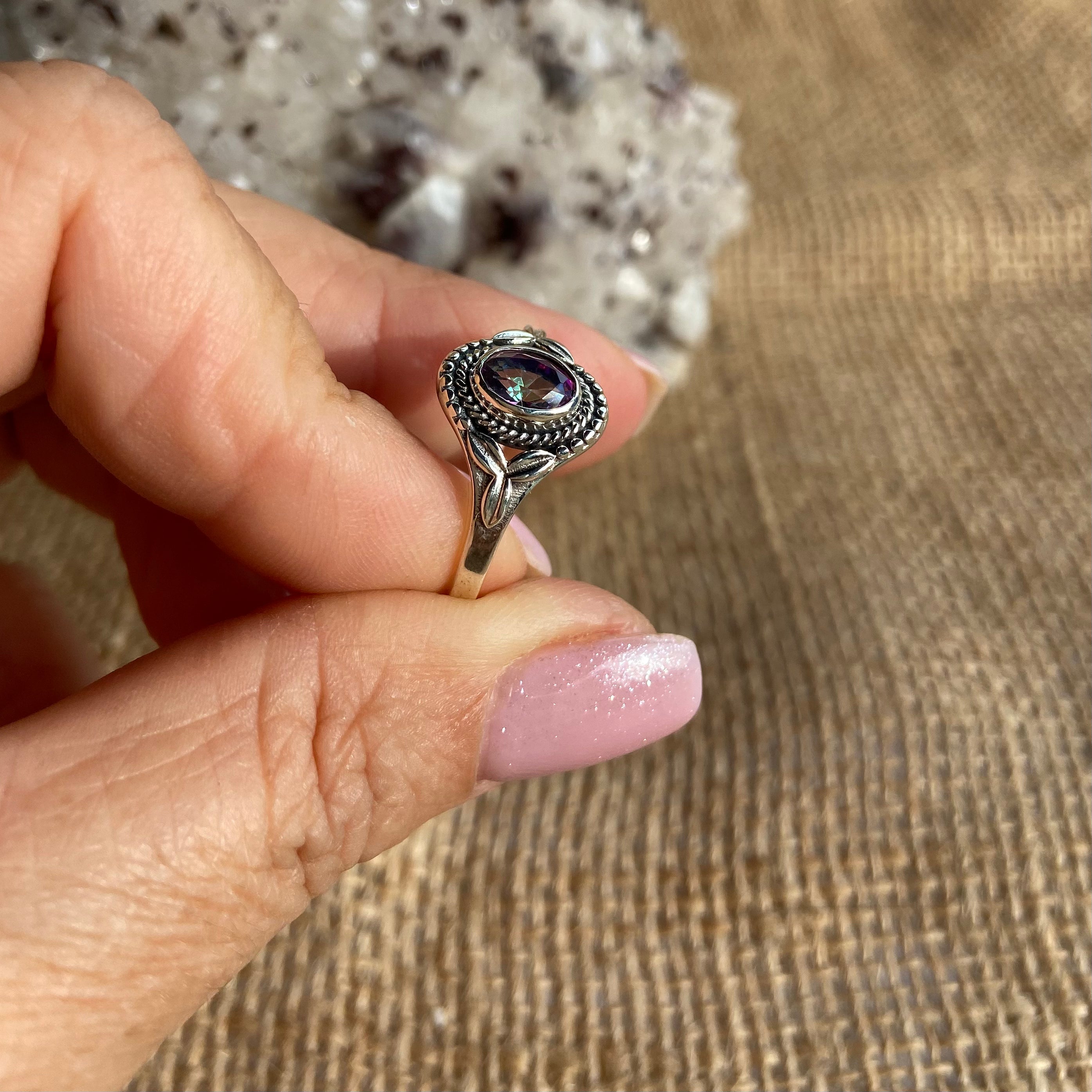 Anel prata 925 pedra natural. AN-077