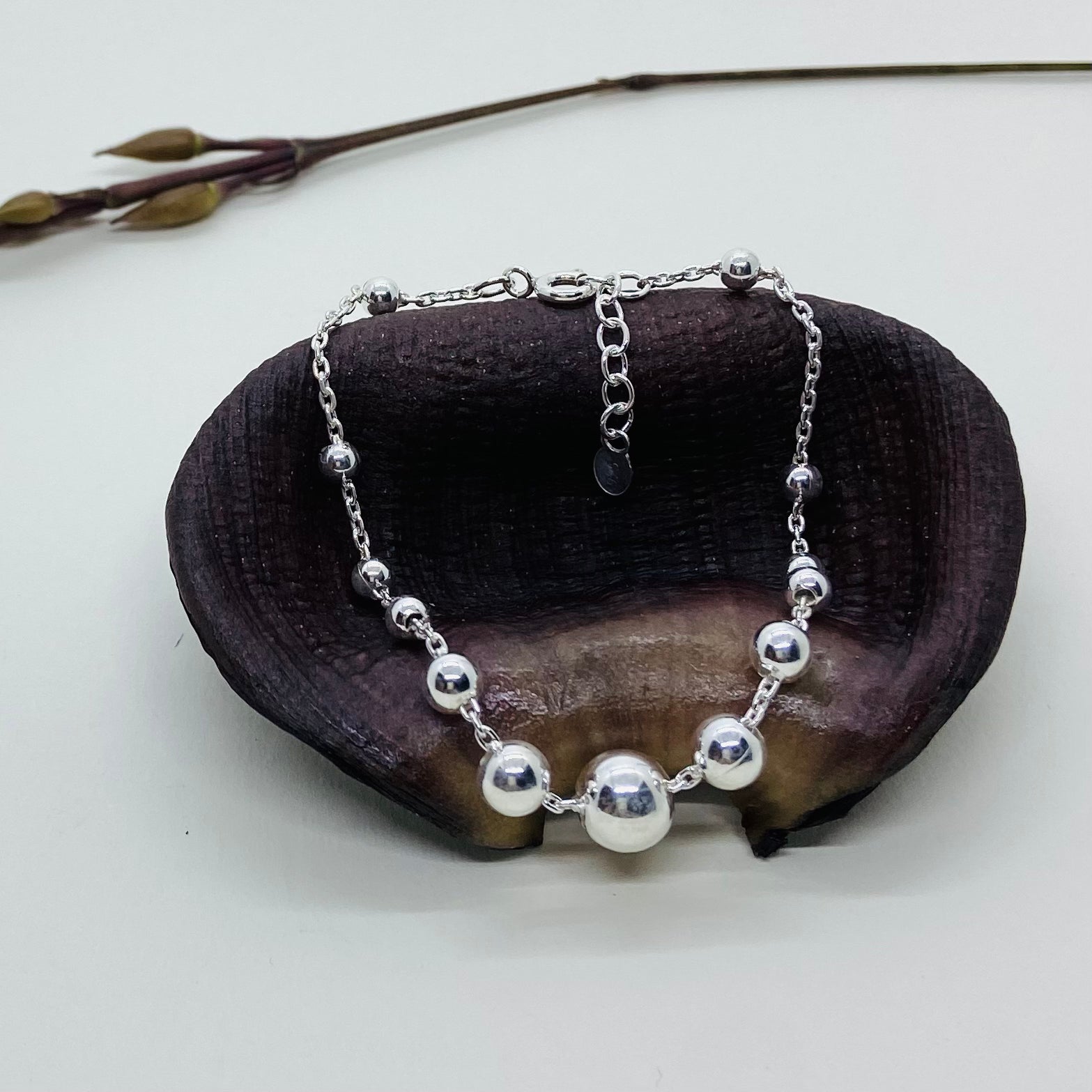 Pulseira prata 925 bolinhas. PS-044