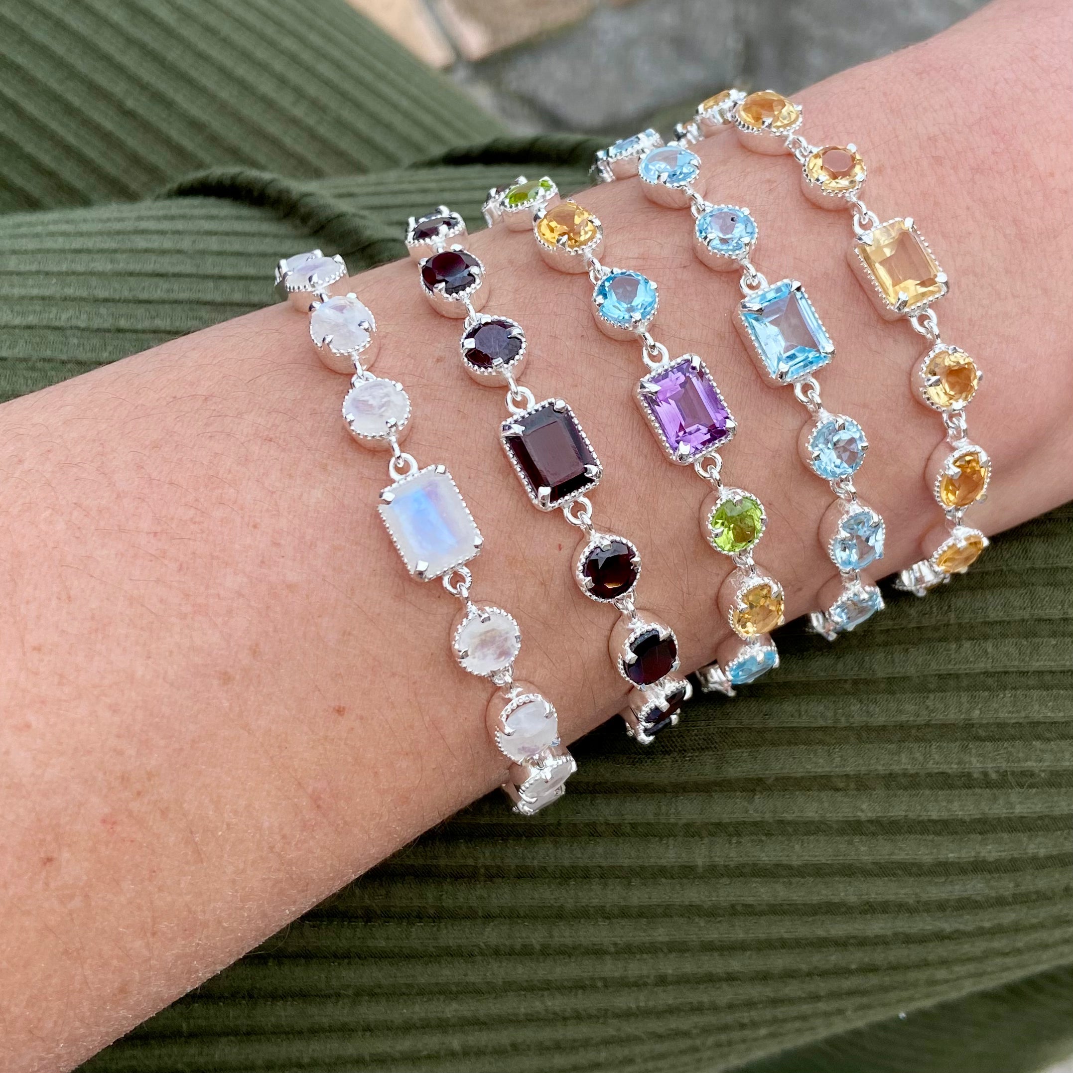 Pulseira Prata 925 e Pedras. PS- 104