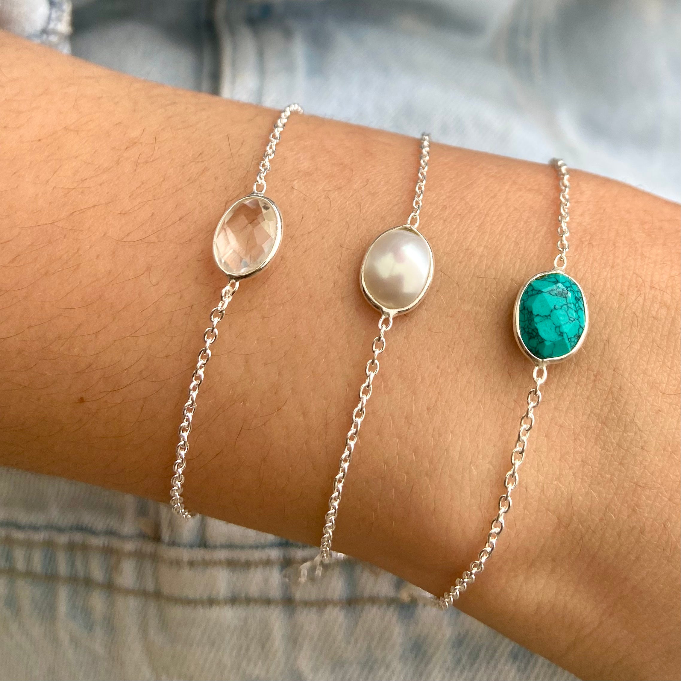 Pulseira Prata 925 Pedra. PS-105