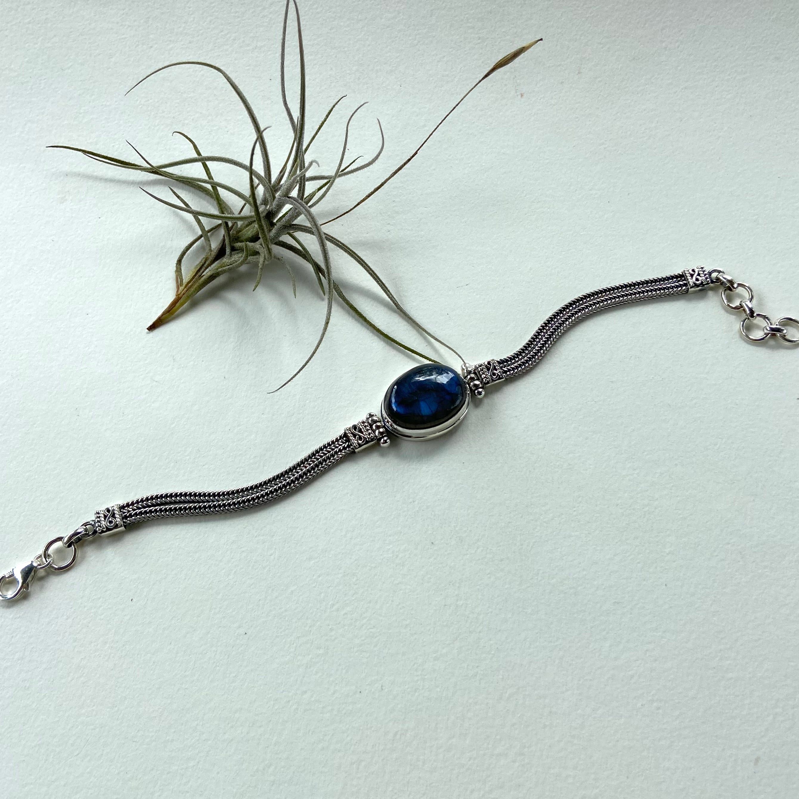 Pulseira Prata e Pedra. PS-108