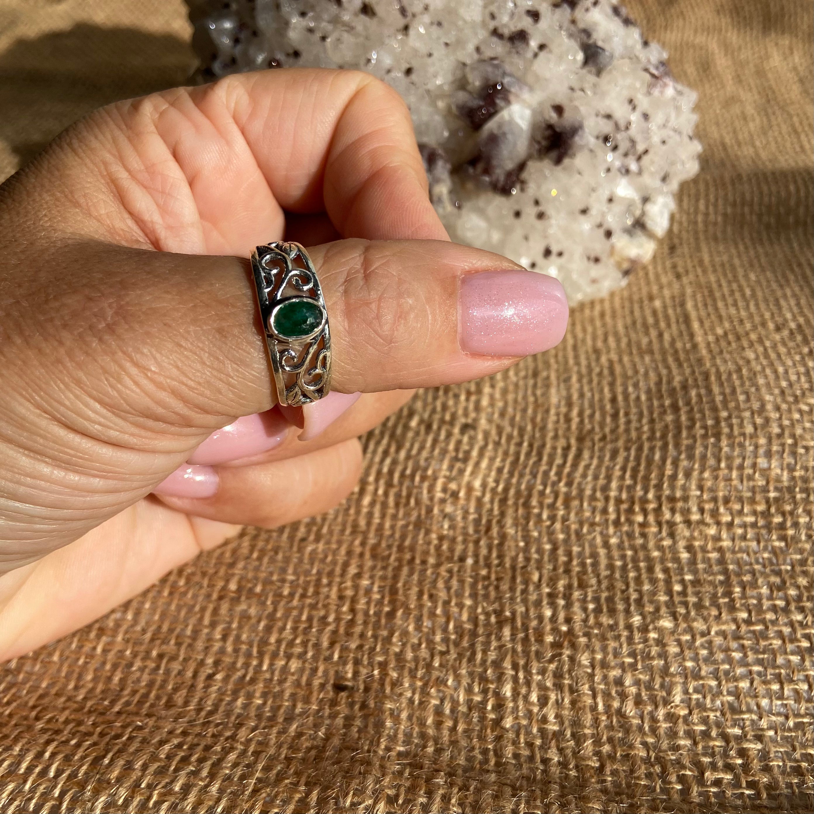 Anel prata 925 pedra natural. AN-079